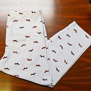 Khaki & Company Suave Seamless Capri Legging-White/Dachshund Print-Size Medium